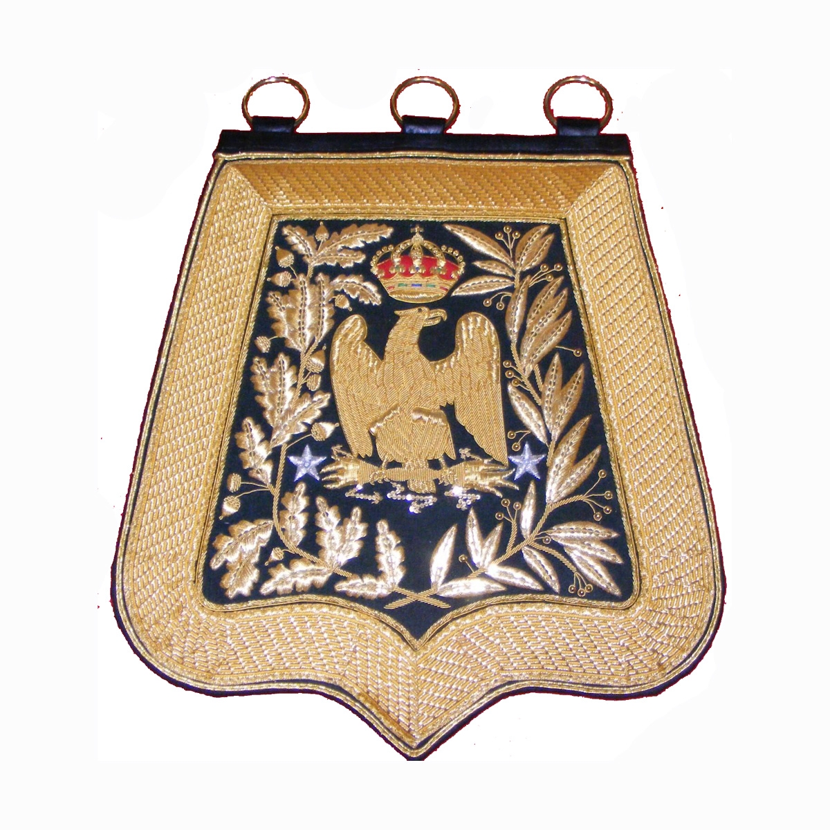 Sabretache  light cavalry, red or dark green and goldwork embroidery flag Gold Wire Embroidered 